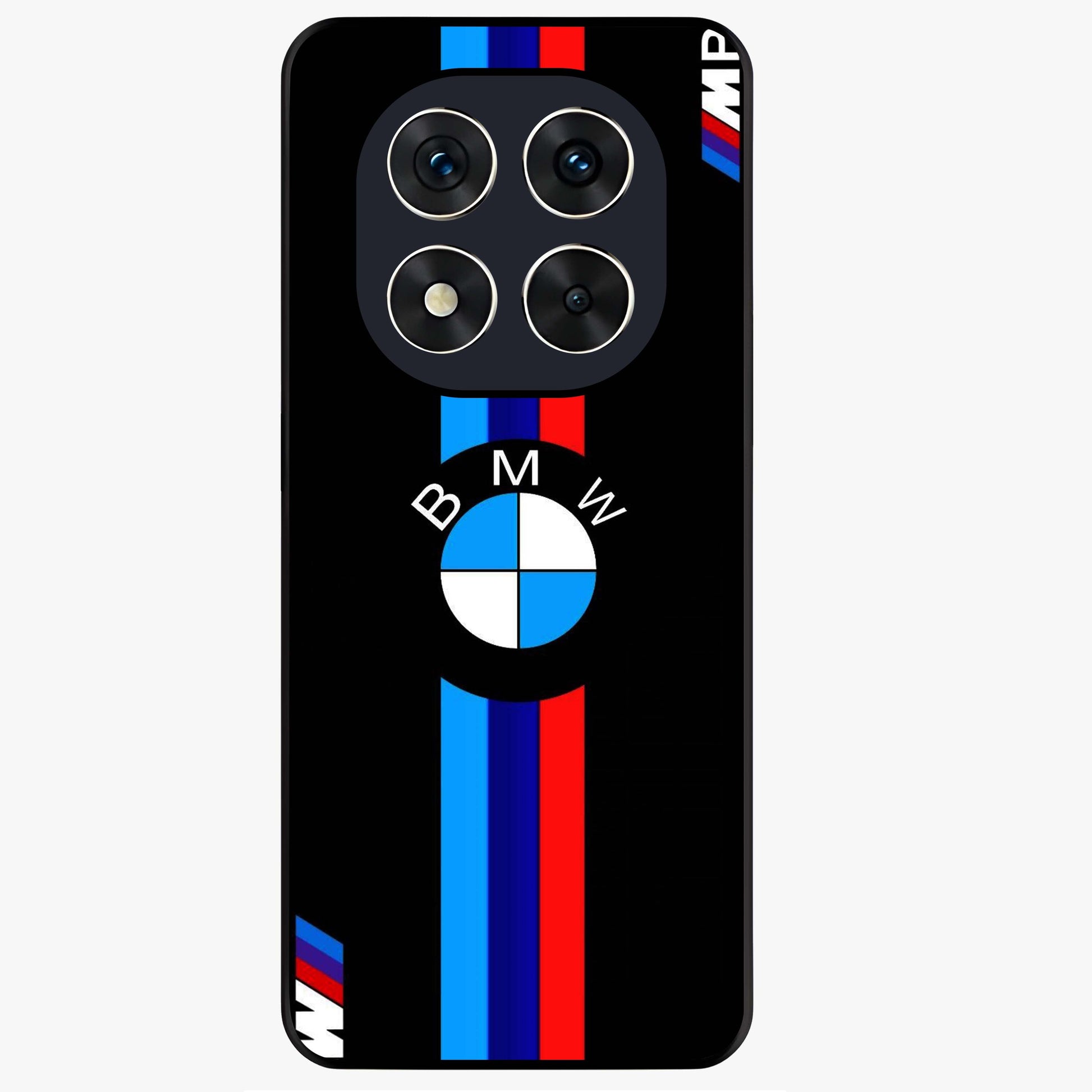 Turbo BMW Beast Glass Case showing flat back view with high performance sports car artwork and glossy glass finish.