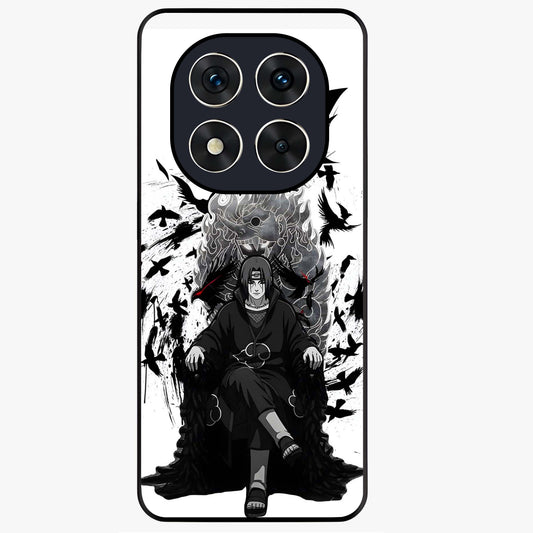 Uchiha Shadow Throne Glass Case showing flat back view with cosmic underwater themed artwork and glossy glass finish.