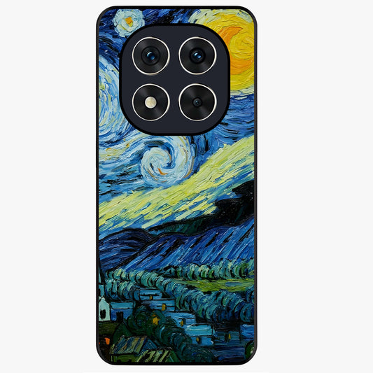 Van Gogh Art Glass Case showing flat back view with classic painterly artwork inspired by Van Gogh style and glossy glass finish.