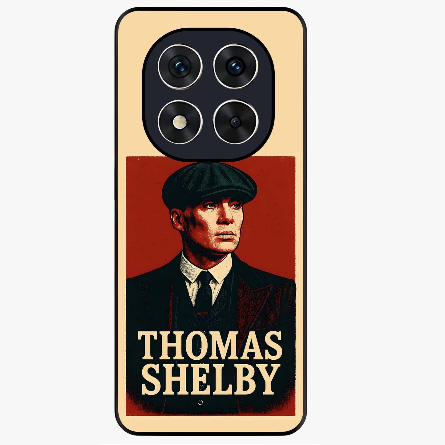 Vintage Mafia Authority Glass Case showing flat back view with bold vintage mafia inspired artwork and glossy glass finish.