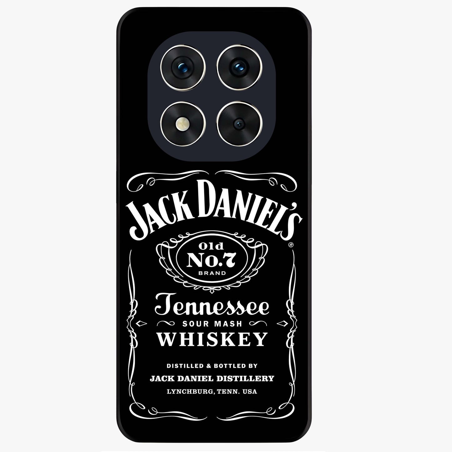 Vintage Whiskey Heritage Glass Case showing flat back view with classic whiskey inspired artwork and glossy glass finish.