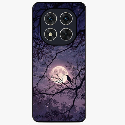 Whispering Moon Silence Glass Case showing flat back view with serene moon themed artwork and glossy glass finish.