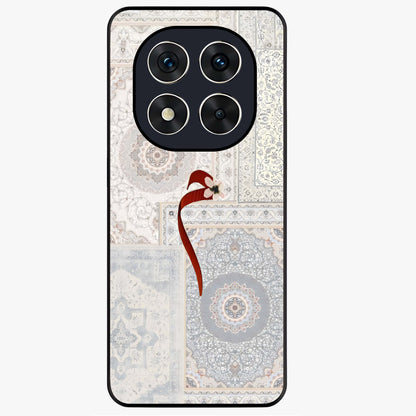 White Aesthetic Bow Glass Case showing flat back view with minimal bow artwork and glossy glass finish.
