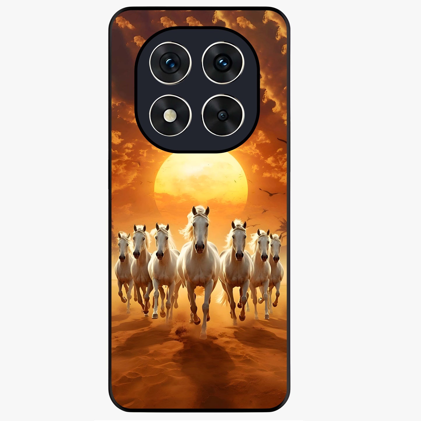 Wild Sunset Majesty Glass Case showing flat back view with majestic sunset landscape artwork and glossy glass finish.