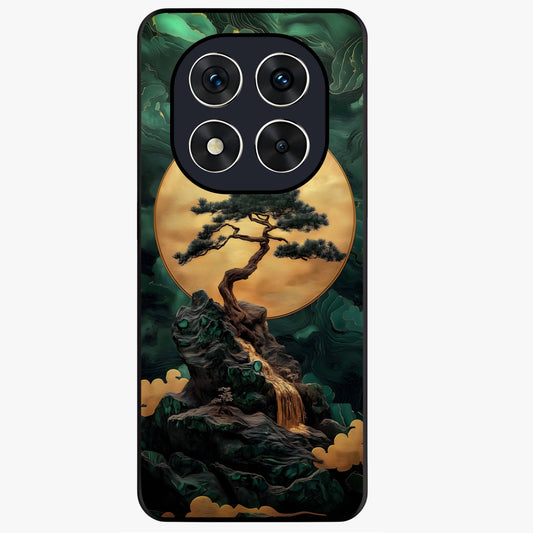 Zen Moon Rise Glass Case showing flat back view with calm moonrise artwork and glossy glass finish.