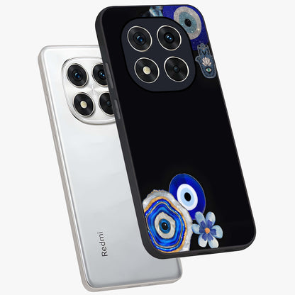 Aesthetic Blue Evil Eye Glass Case displayed in angled mockup highlighting blue evil eye symbol and spiritual aesthetic design.