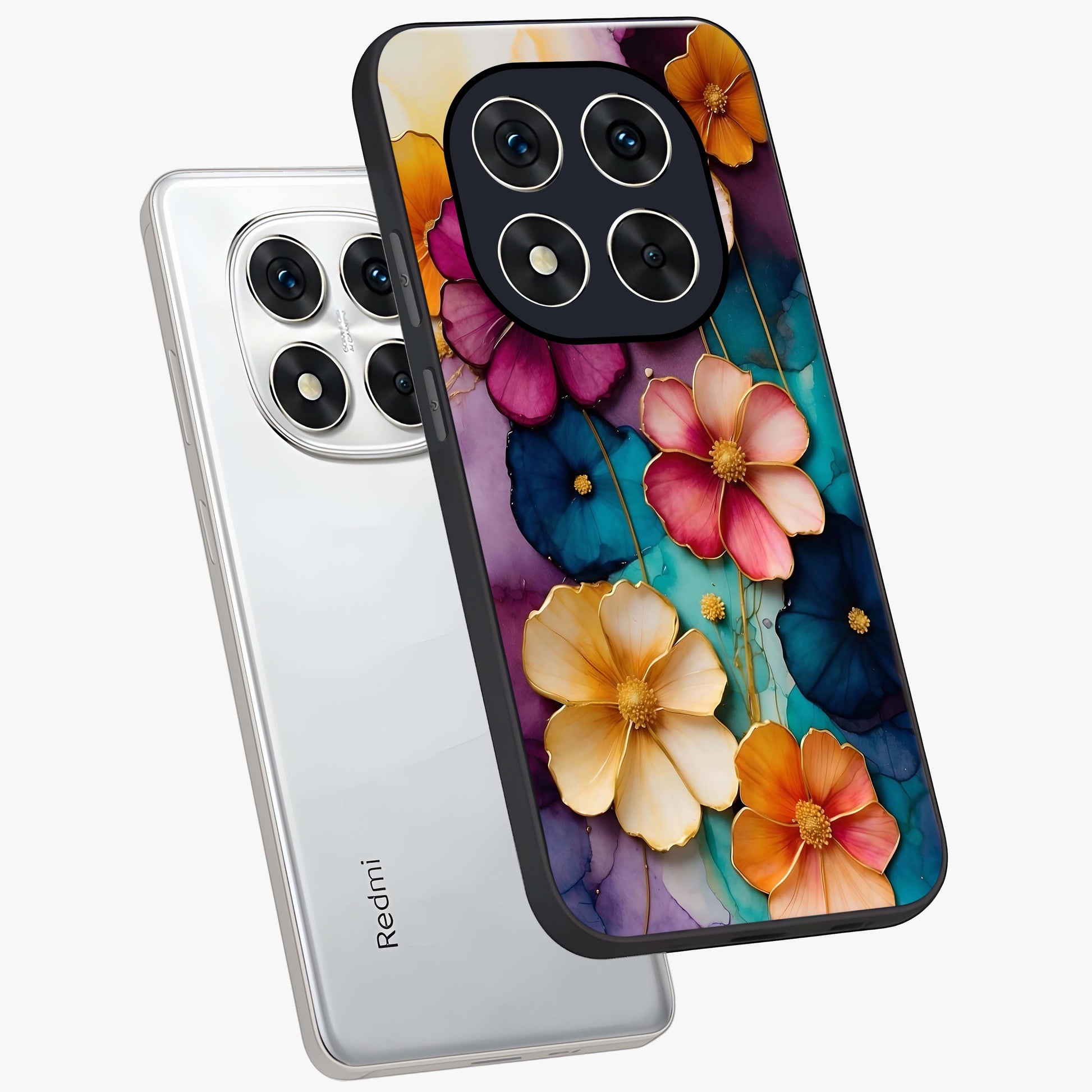 Artlyn Grace Flower Pattern Glass Case displayed in angled mockup highlighting delicate flower pattern design and smooth glass surface.