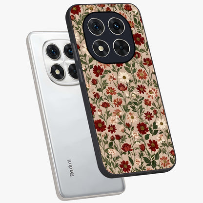 Biege Flower With Leaf Glass Case displayed in angled mockup highlighting minimal floral leaf design and elegant aesthetic.