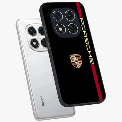 Black Minimal Porsche Glass Case displayed in angled mockup highlighting modern minimal car illustration and clean aesthetic design.