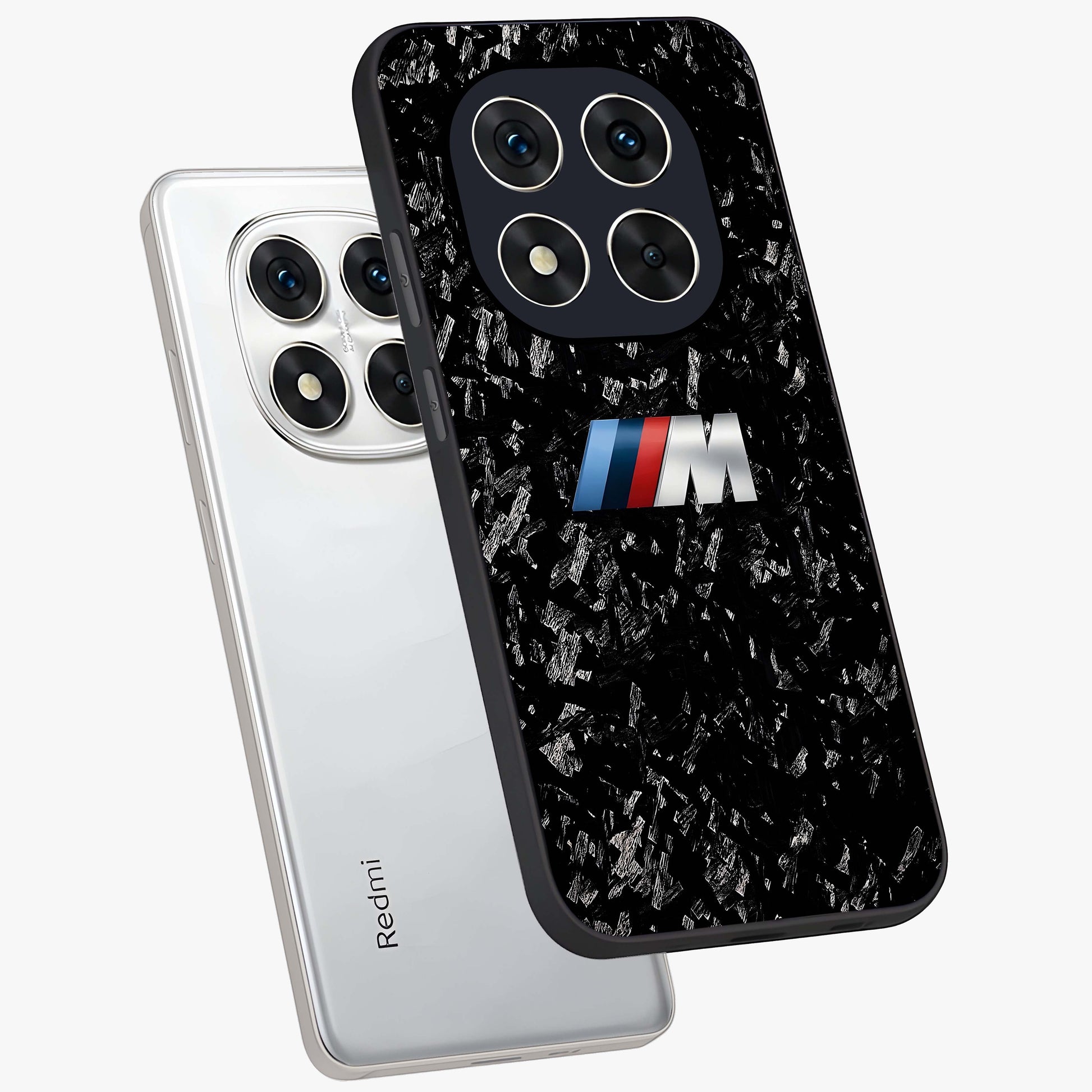 Carbon Speed Mark Glass Case displayed in angled mockup highlighting racing inspired carbon design and sleek aesthetic style.