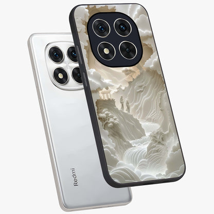 Celestial Origami Glass Case displayed in angled mockup highlighting geometric origami design with cosmic aesthetic theme.