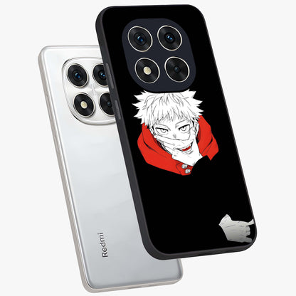Crimson Chaos Smile Glass Case displayed in angled mockup highlighting edgy crimson smile design with graphic aesthetic.