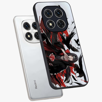Crimson Crow Illusion Glass Case displayed in angled mockup highlighting mysterious crow graphic with dark aesthetic style.