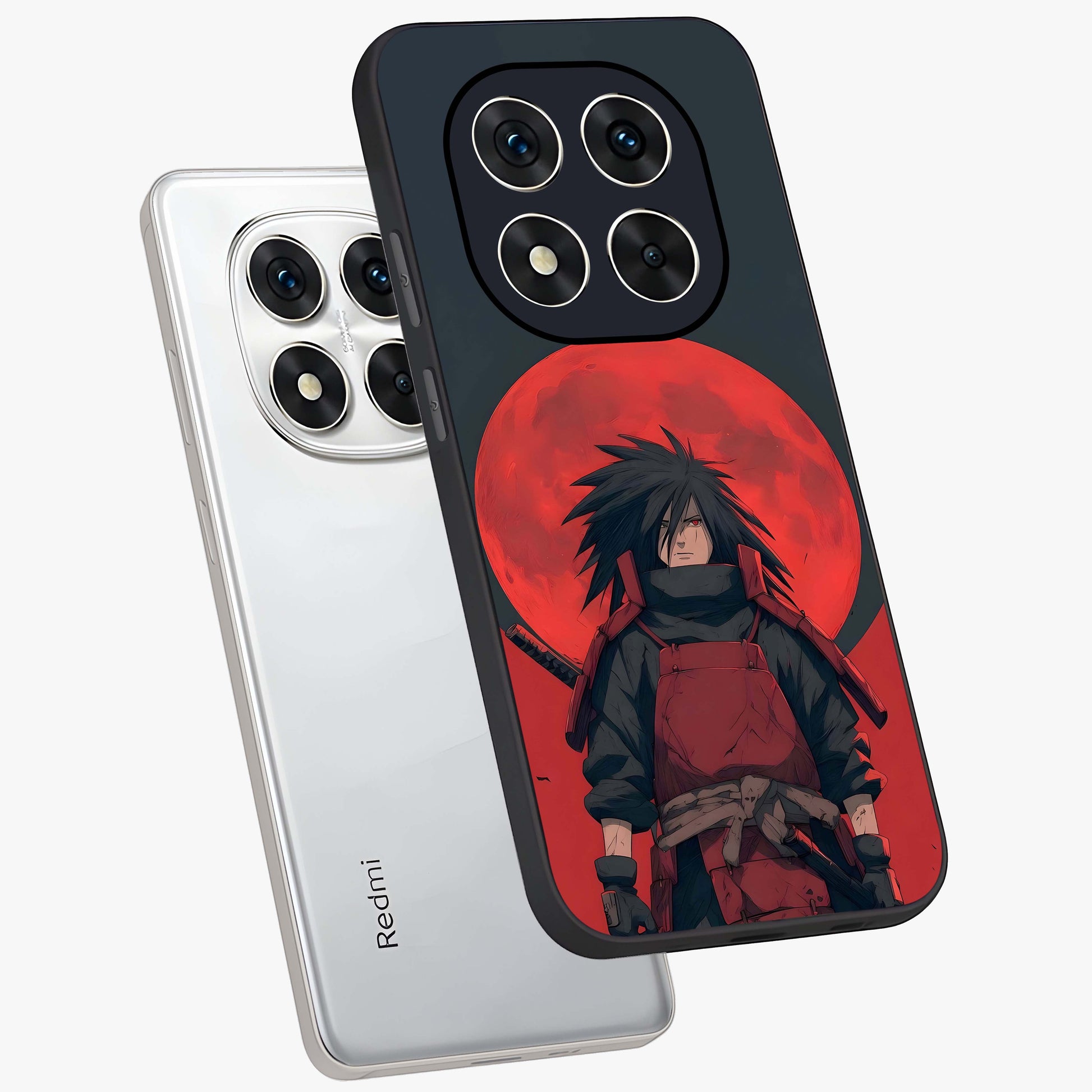 Crimson Moon Warlord Glass Case displayed in angled mockup highlighting dramatic crimson moon design with fantasy aesthetic.