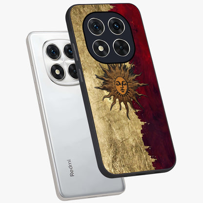 Crimson Sun Majesty Glass Case displayed in angled mockup highlighting majestic crimson sun design with bold aesthetic style.