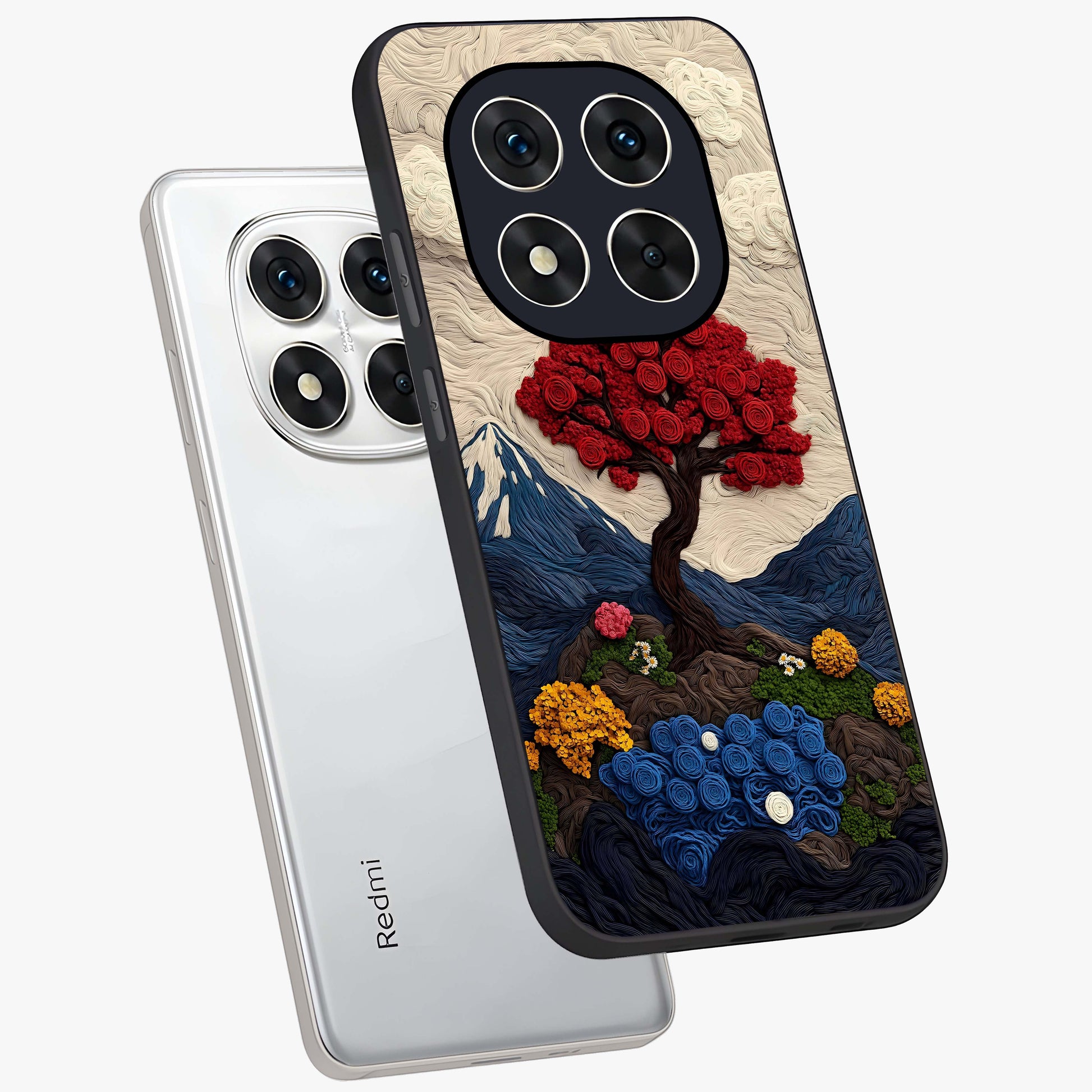 Eternal Nature Tapestry Glass Case displayed in angled mockup highlighting detailed botanical pattern with artistic aesthetic.