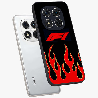 Fire F11 Glass Case displayed in angled mockup highlighting bold fire inspired graphic with energetic aesthetic style.