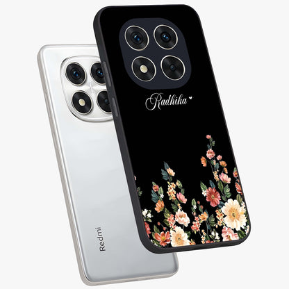 Floral Design With a Custom Personalized Name Glass Case displayed in angled mockup highlighting elegant floral pattern with custom name feature.