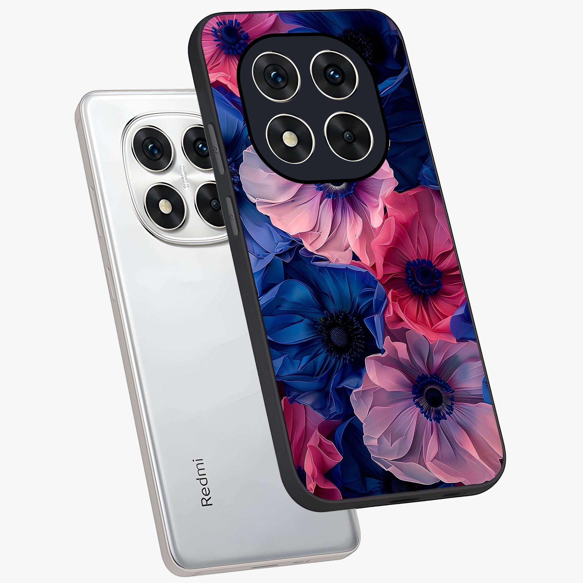 Flower Paper Art Pattern Glass Case displayed in angled mockup highlighting layered paper flower design with artistic aesthetic.