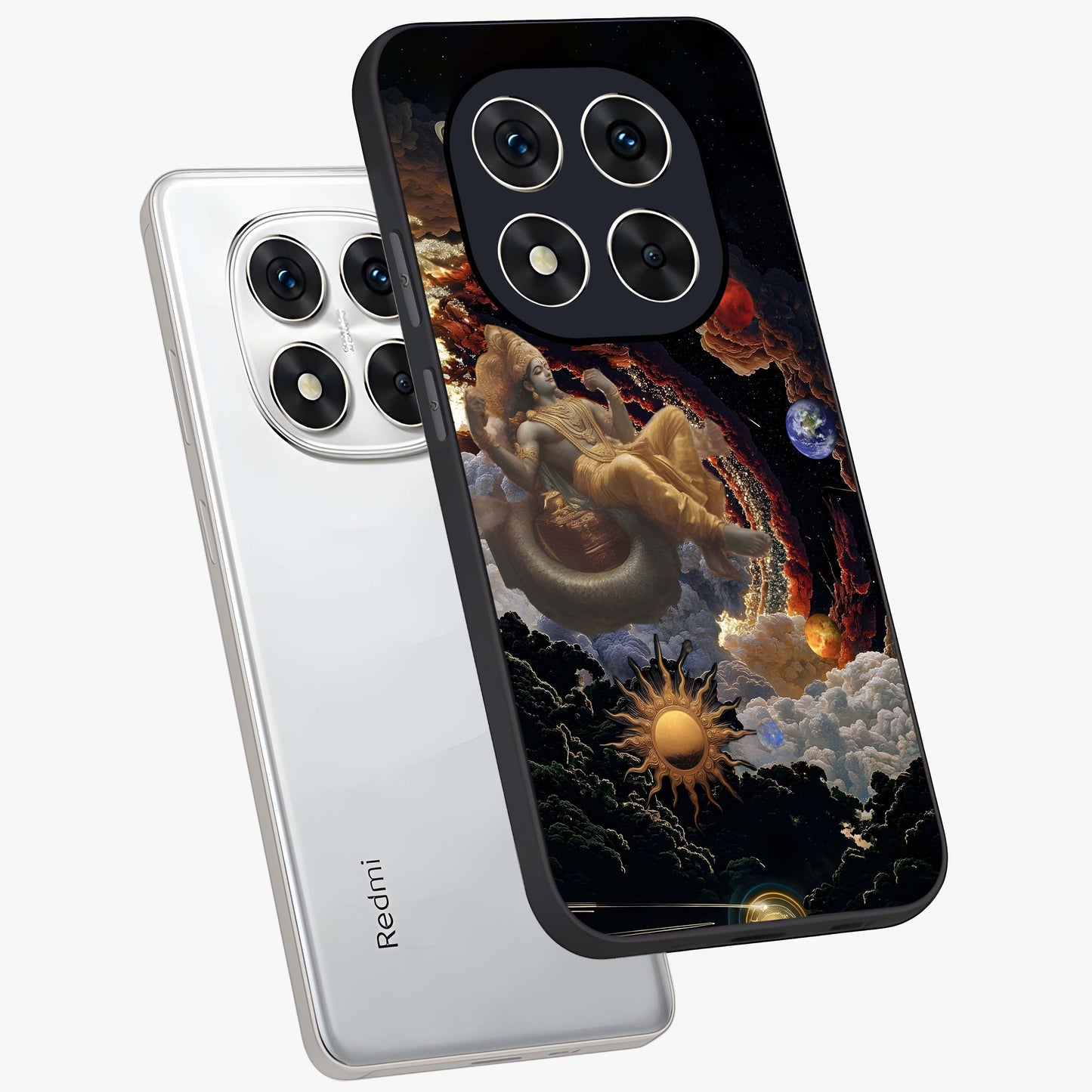 Galactic Divine God Glass Case displayed in angled mockup highlighting powerful celestial deity illustration with galactic aesthetic.