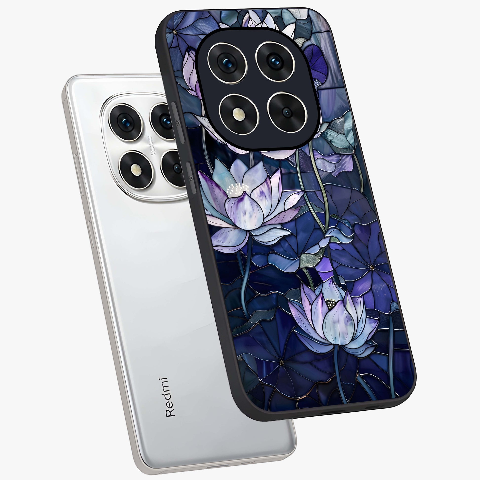 Gloss Petal Rush Glass Case displayed in angled mockup highlighting vibrant petal design with elegant floral aesthetic.