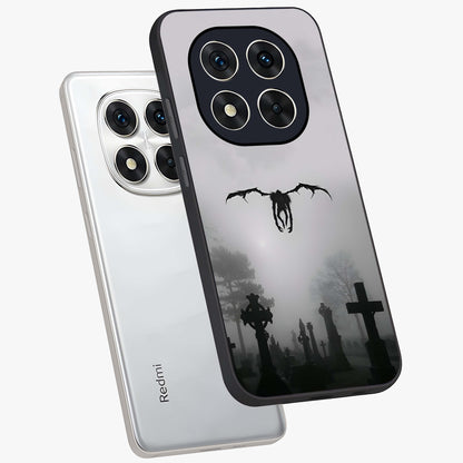Graveyard Shadow Descent Glass Case displayed in angled mockup highlighting eerie shadow illustration with gothic aesthetic.