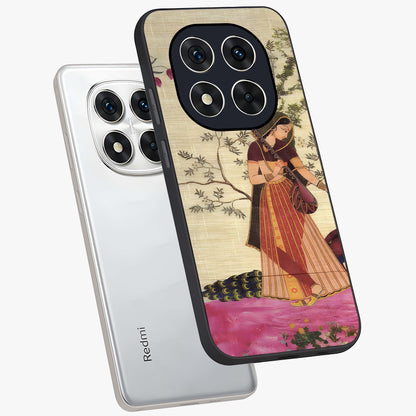 Lady With Veena Art Glass Case displayed in angled mockup highlighting graceful musical illustration with cultural artistic aesthetic.