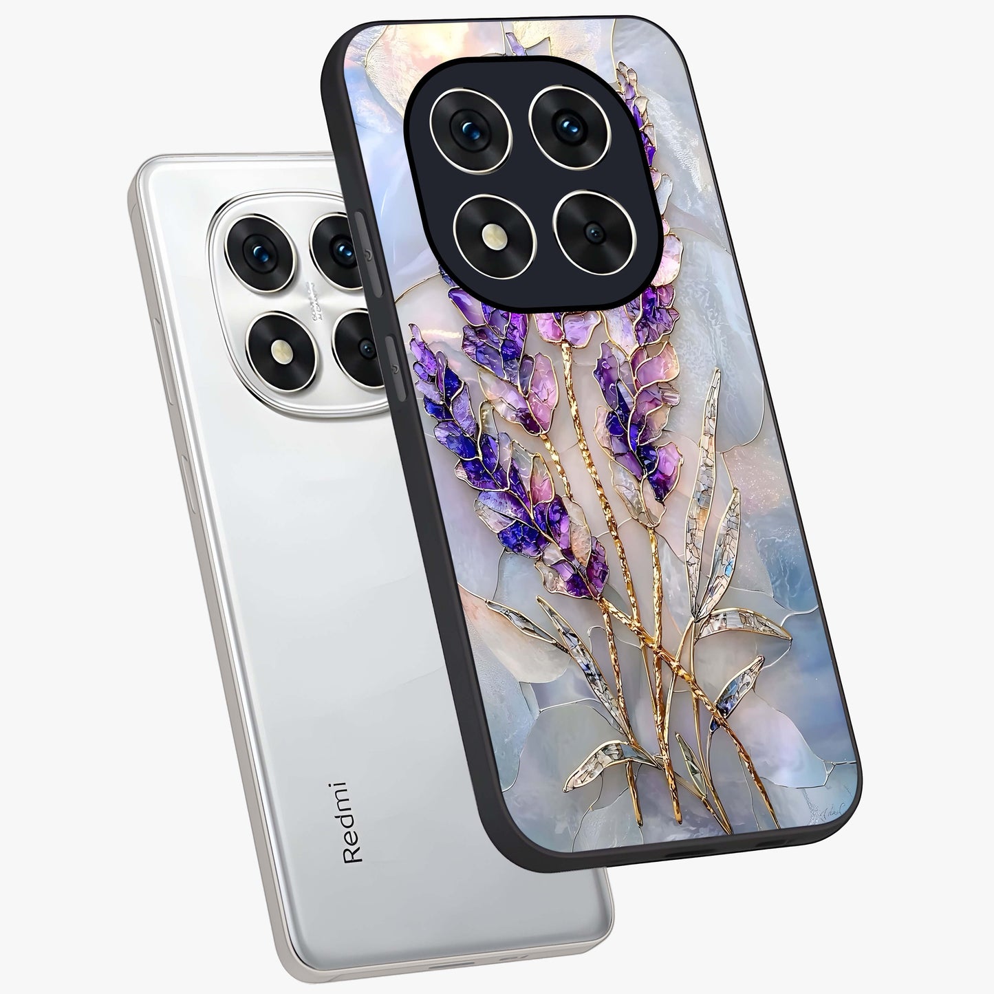 Lavender Dream Glow Glass Case displayed in angled mockup highlighting dreamy purple glow design with soft artistic style.
