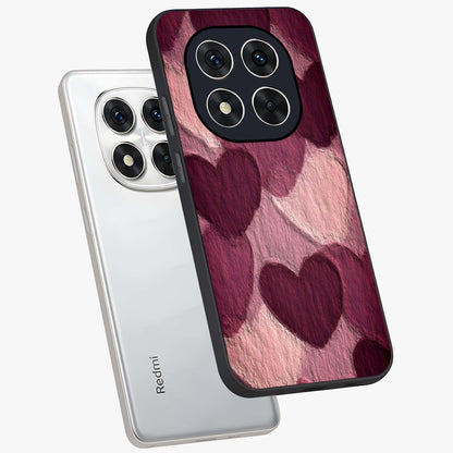 Layered Paper Hearts Glass Case displayed in angled mockup highlighting creative paper craft heart design with romantic aesthetic.