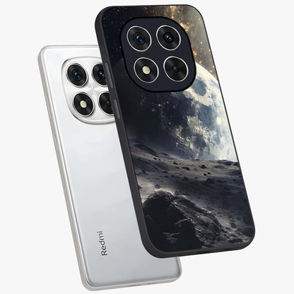 Lunar Horizon Glow Glass Case displayed in angled mockup highlighting celestial moon design with dreamy night aesthetic.