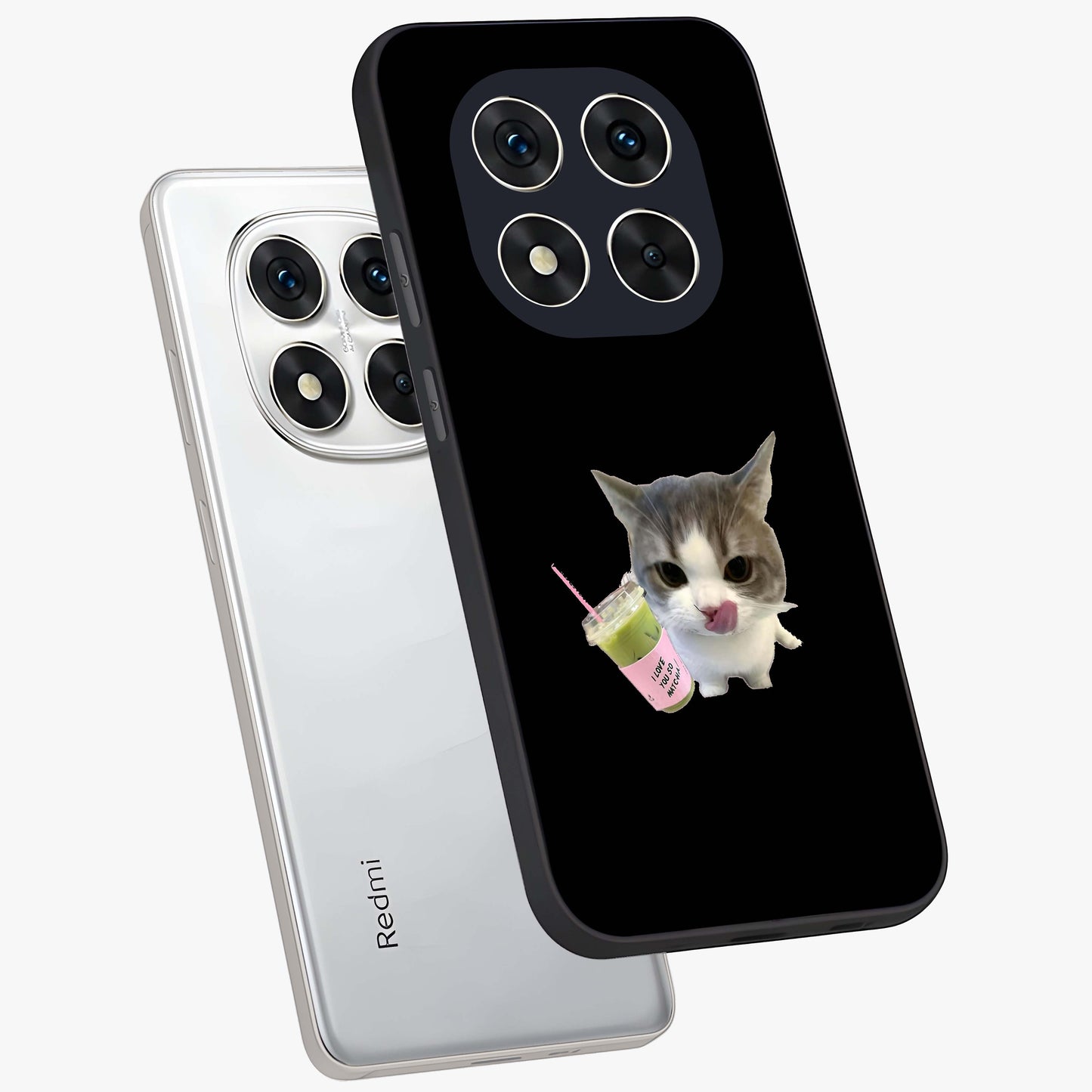 Matcha Cat Style Glass Case displayed in angled mockup highlighting playful feline design with pastel matcha aesthetic.