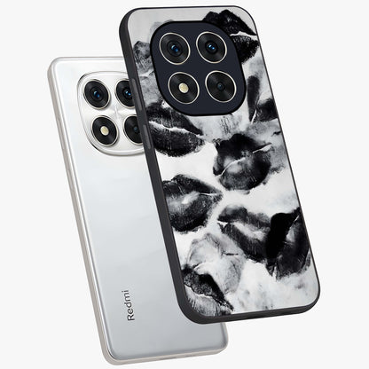 Midnight Kiss Marks Glass Case displayed in angled mockup highlighting playful romantic design with bold midnight aesthetic.