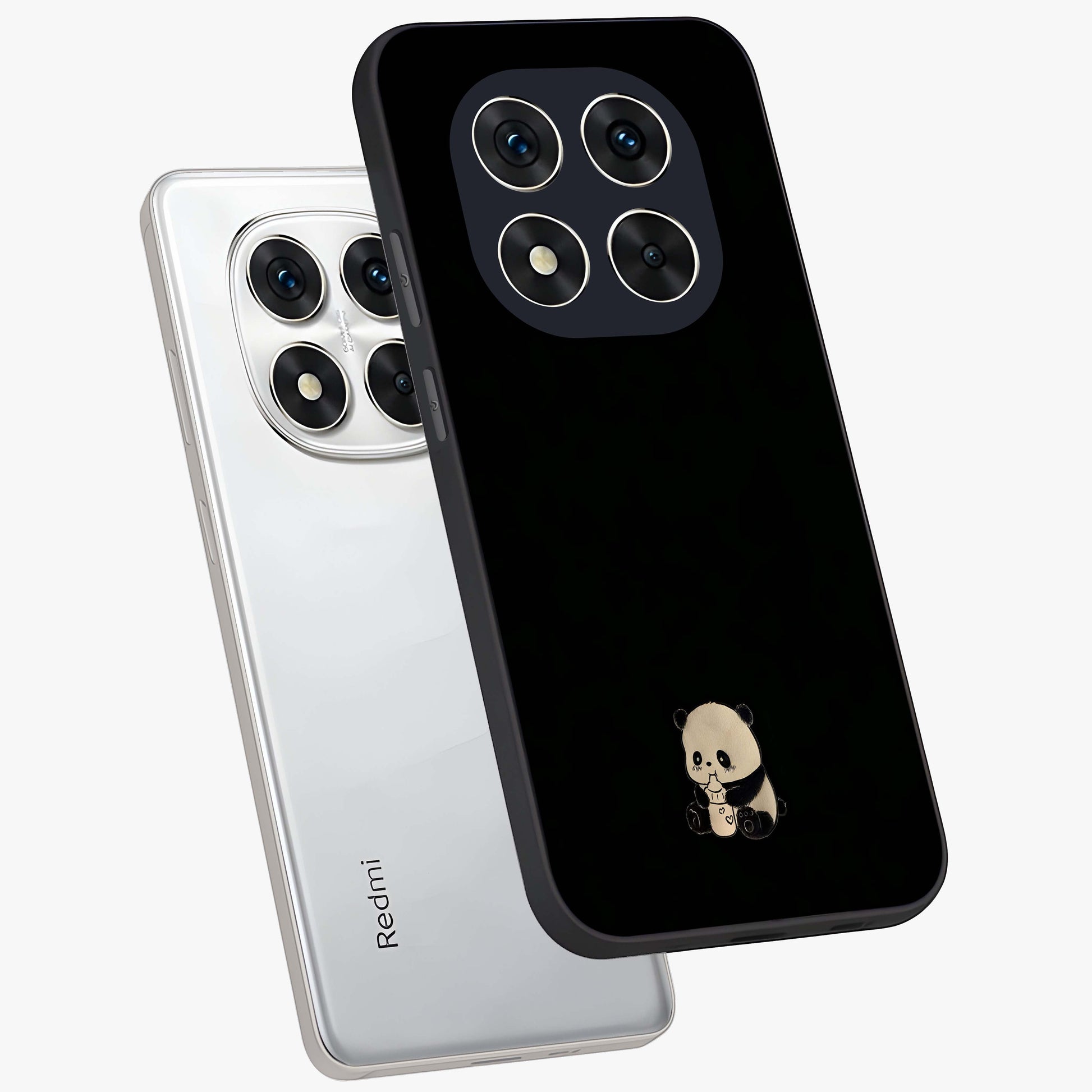 Midnight Panda Love Glass Case displayed in angled mockup highlighting adorable panda illustration with midnight aesthetic.
