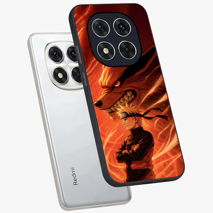 Nine Tails Legacy Glass Case displayed in angled mockup highlighting dynamic anime beast illustration with bold mystical aesthetic.