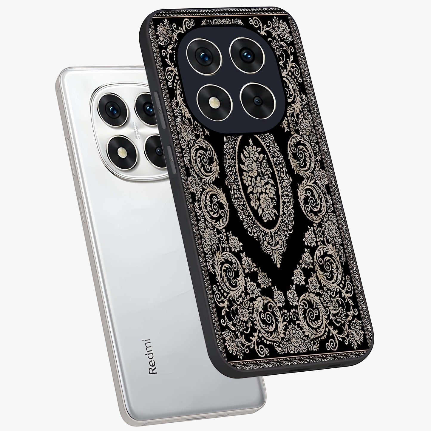 Noir Bloom Elegance Glass Case displayed in angled mockup highlighting refined flower design with stylish noir aesthetic.