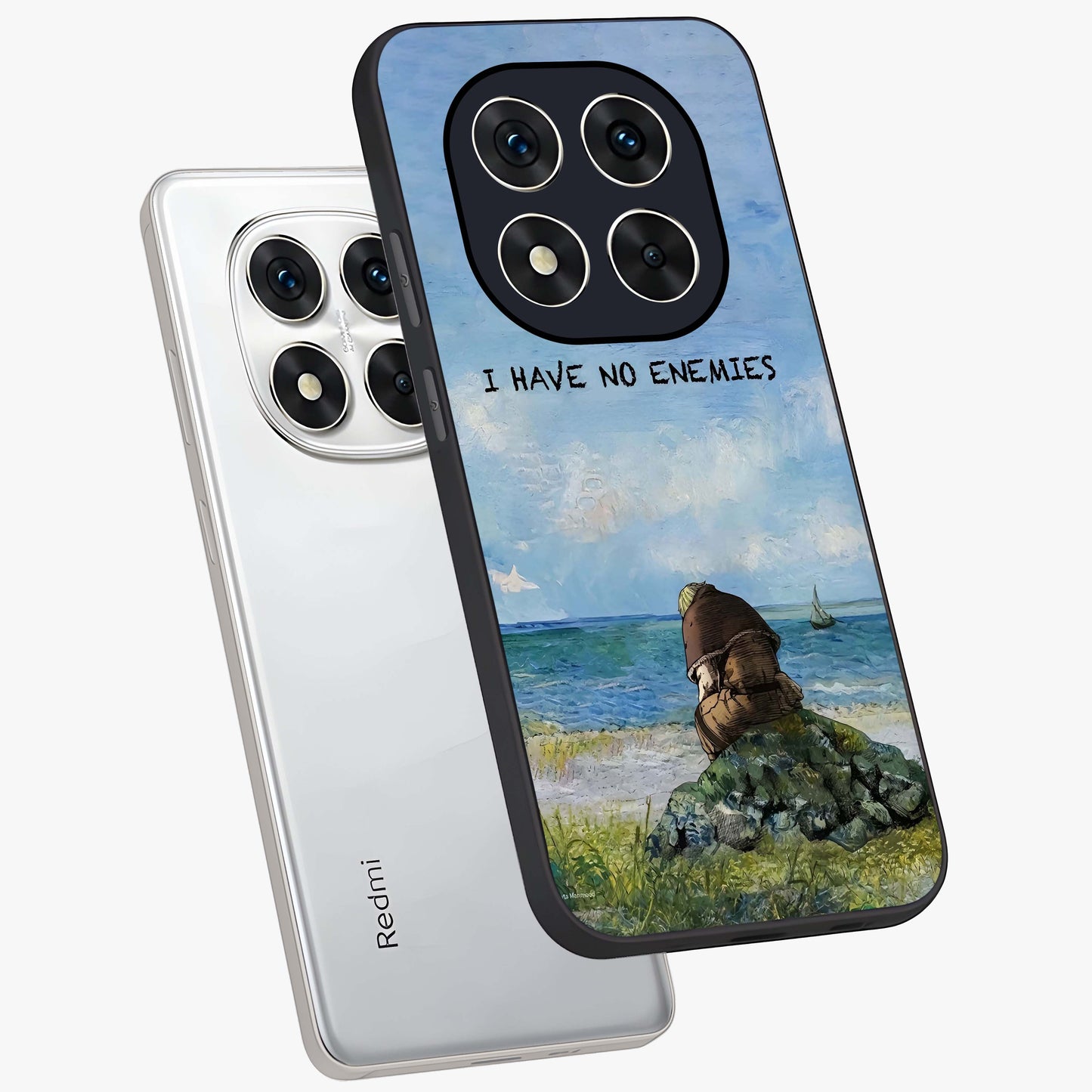 Peace Beyond War Glass Case displayed in angled mockup highlighting meaningful message design with artistic aesthetic style.