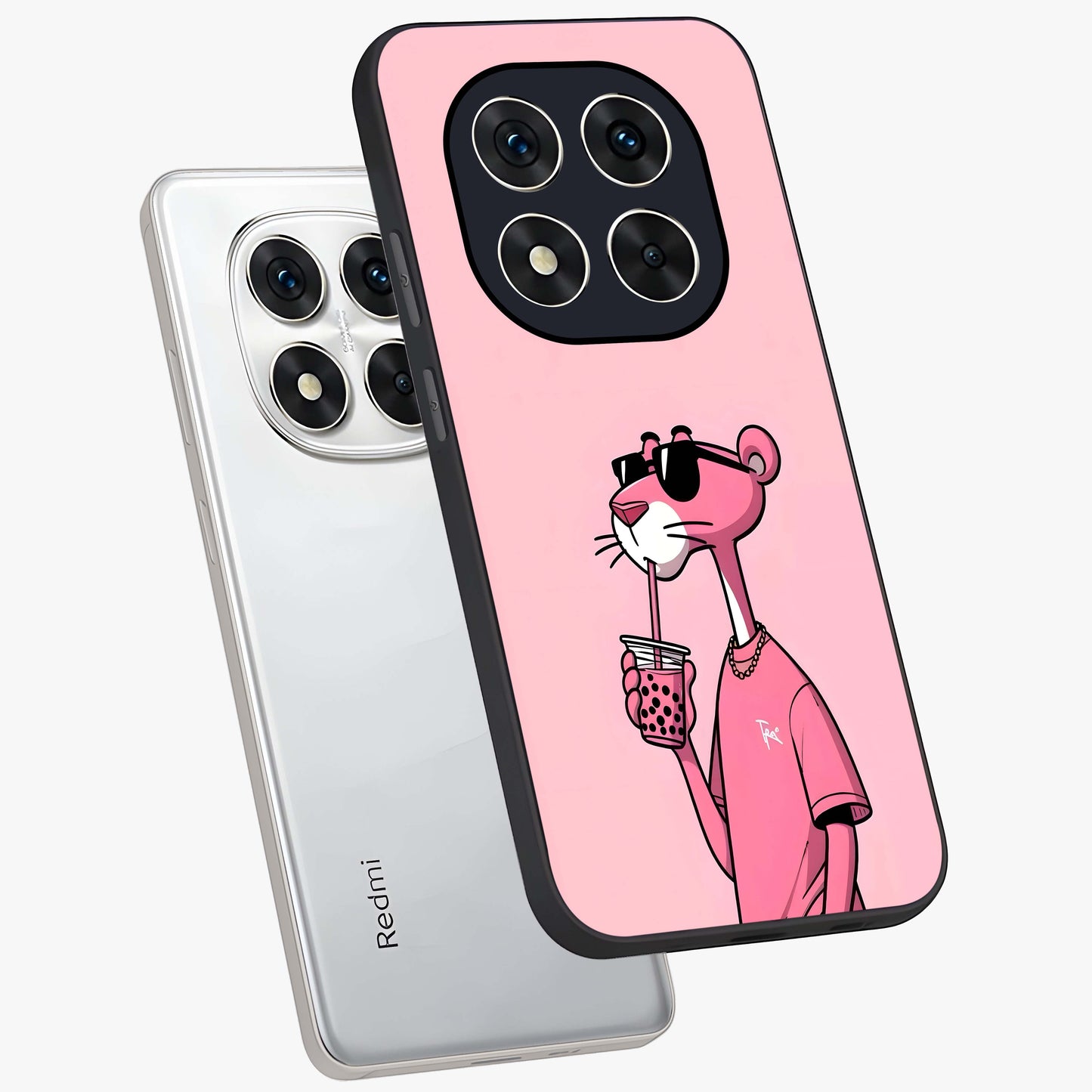 Pink Panther Glass Case displayed in angled mockup highlighting playful cartoon character design with vibrant pink aesthetic.