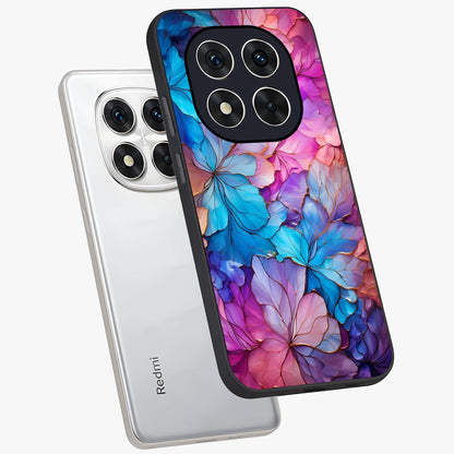 Radiant Floral Whirl Glass Case displayed in angled mockup highlighting vibrant flower pattern with dynamic artistic aesthetic.