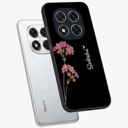 Riching Lavender Flower Custom Name Glass Case displayed in angled mockup highlighting delicate lavender flower design with custom name feature.