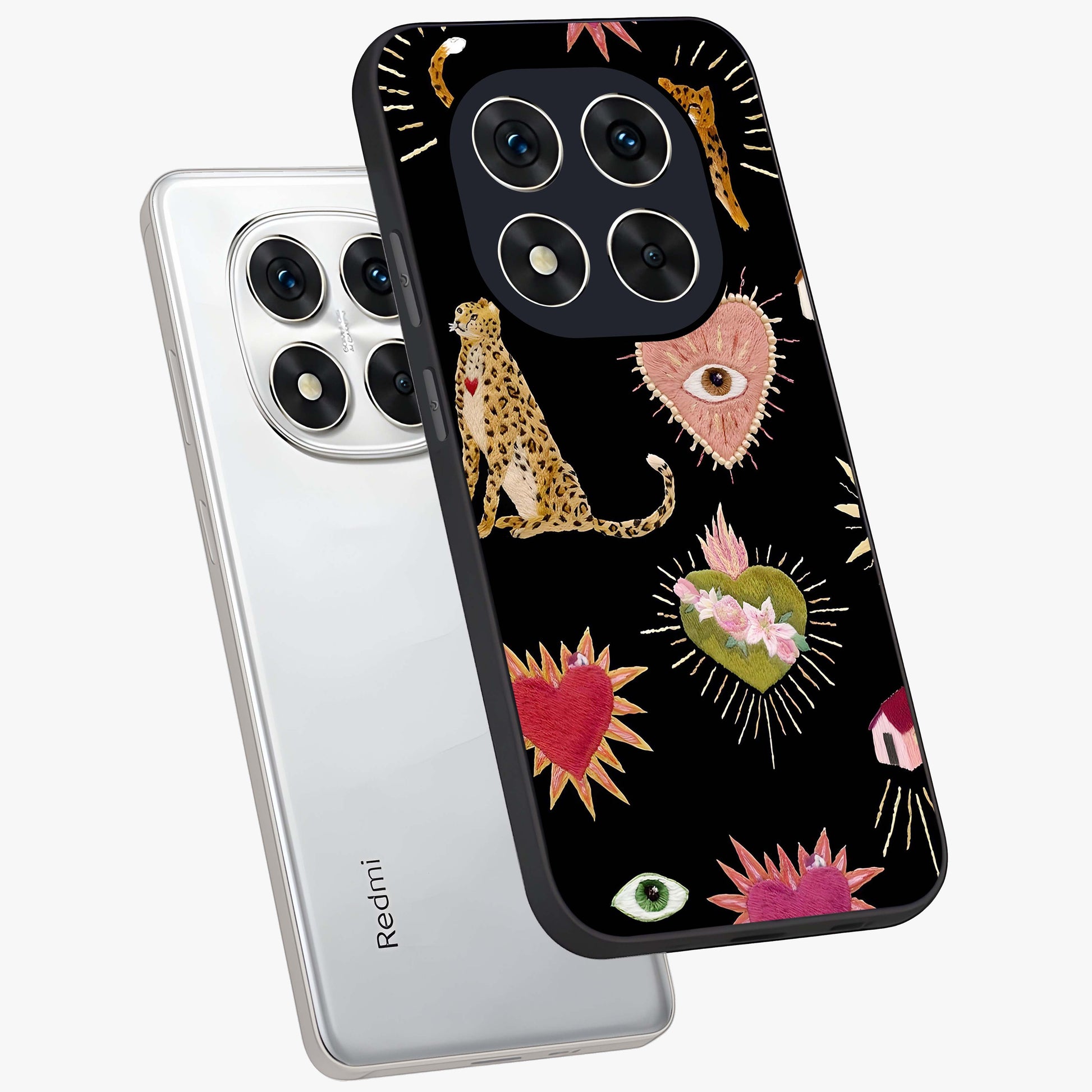Sacred Jungle Heart Glass Case displayed in angled mockup highlighting lush tropical design with natural aesthetic style.