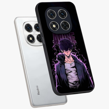 Shadow Monarch Awakening Glass Case displayed in angled mockup highlighting dramatic shadow warrior design with fantasy aesthetic.