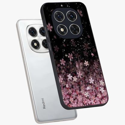 Small Starry Flowers Glass Case displayed in angled mockup highlighting tiny flower pattern with celestial aesthetic style.