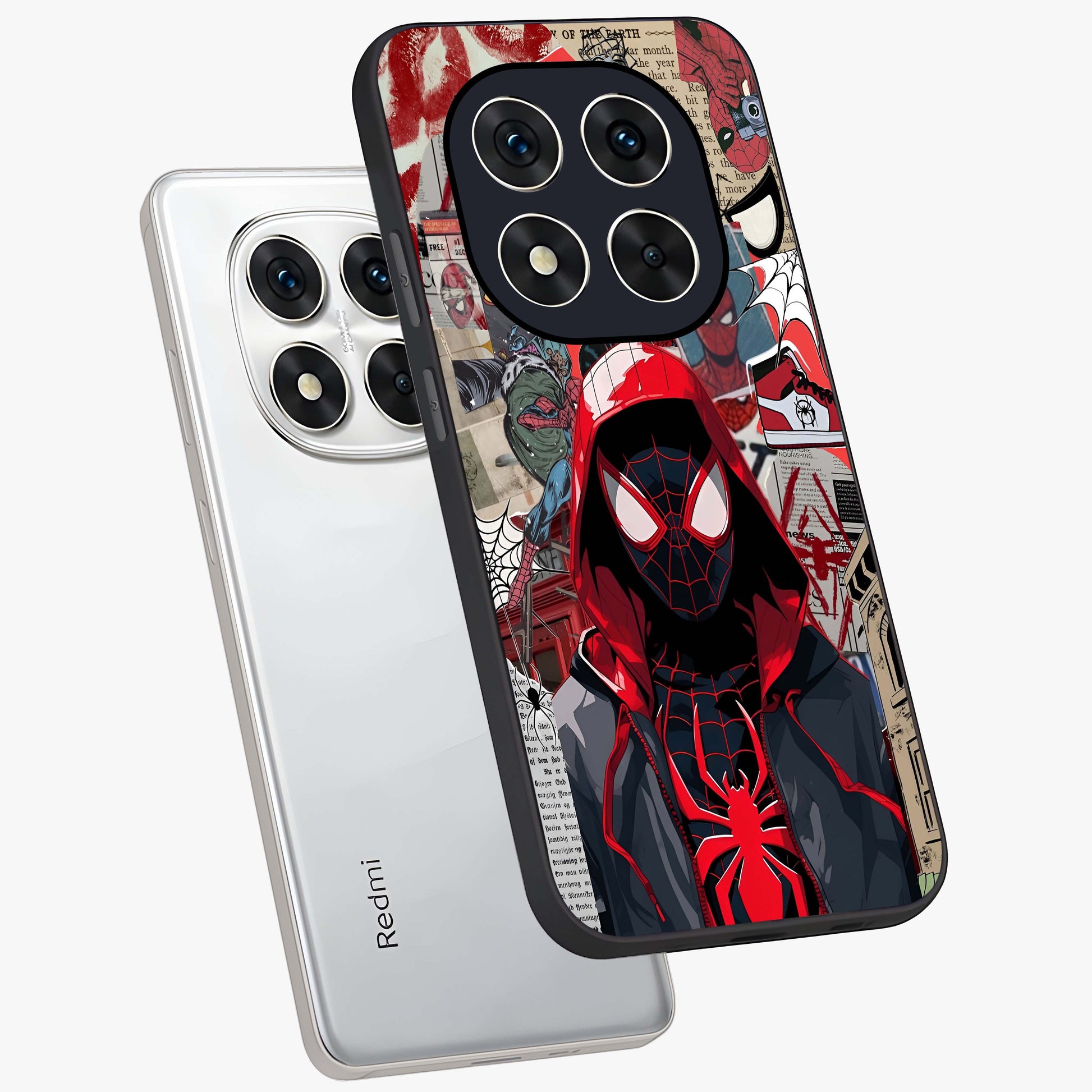 Spider Collage Street Glass Case displayed in angled mockup highlighting dynamic street style collage design with comic aesthetic.
