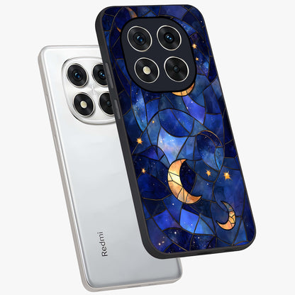 Starlit Sky Tapestry Glass Case displayed in angled mockup highlighting celestial night pattern with artistic aesthetic style.