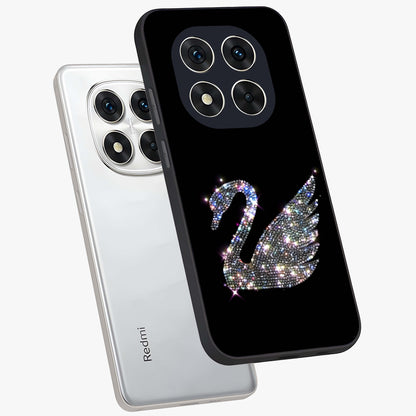 Starlit Swan Grace Glass Case displayed in angled mockup highlighting elegant swan illustration with dreamy celestial aesthetic.