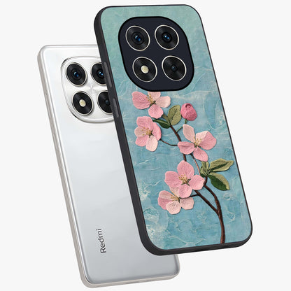 Threaded Blossom Breeze Glass Case displayed in angled mockup highlighting elegant floral design with soft aesthetic style.