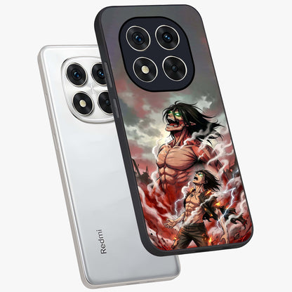 Titan Awakening Fury Glass Case displayed in angled mockup highlighting dramatic giant warrior design with bold anime aesthetic.