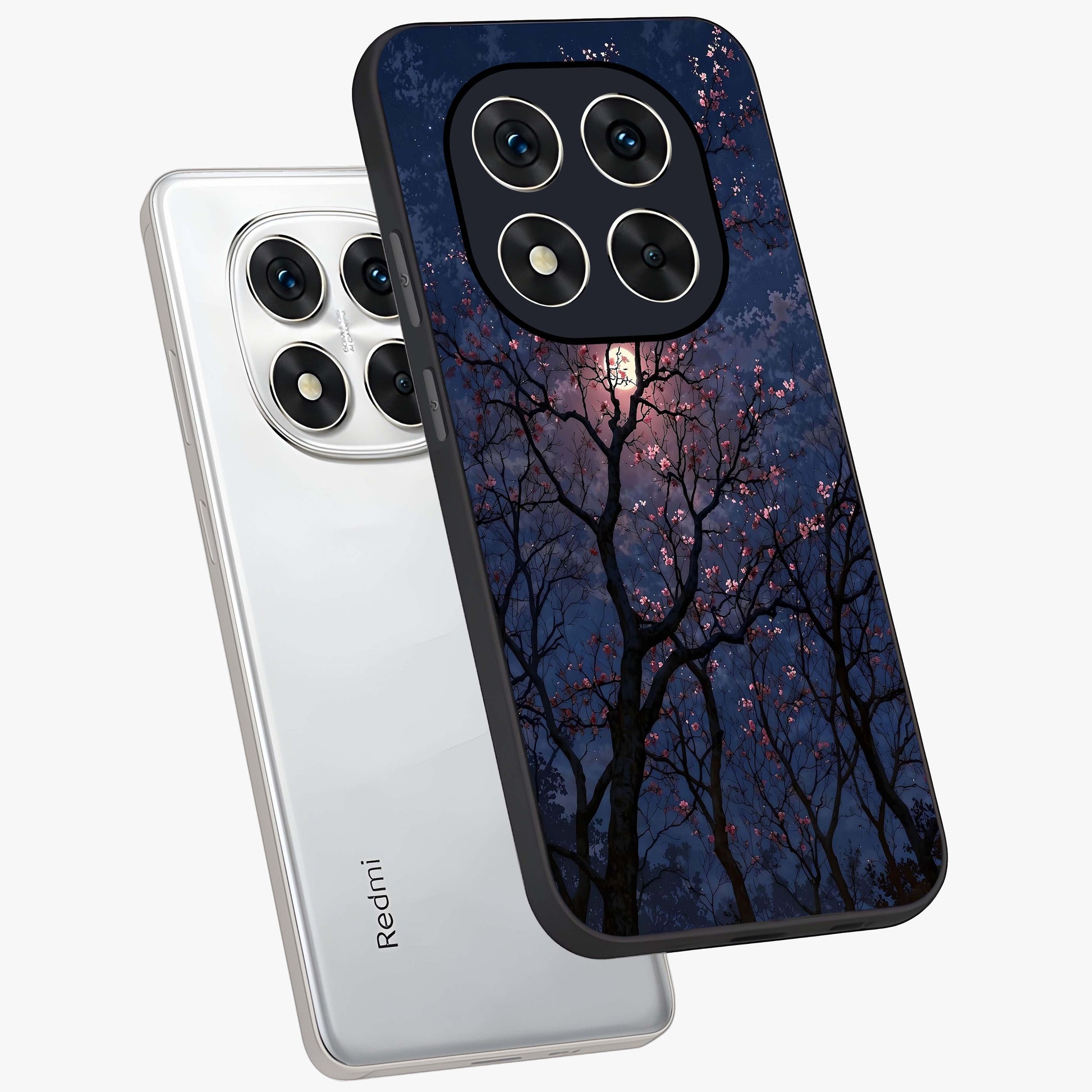 Twilight Sakura Serenade Glass Case displayed in angled mockup highlighting delicate sakura flower design with dreamy aesthetic.