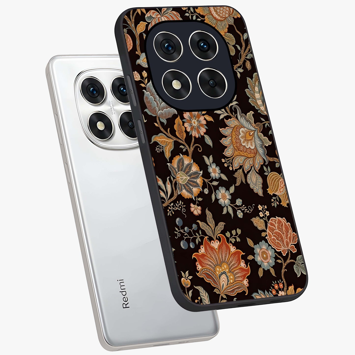 Vintage Floral Dream Glass Case displayed in angled mockup highlighting elegant vintage flower design with soft aesthetic style.