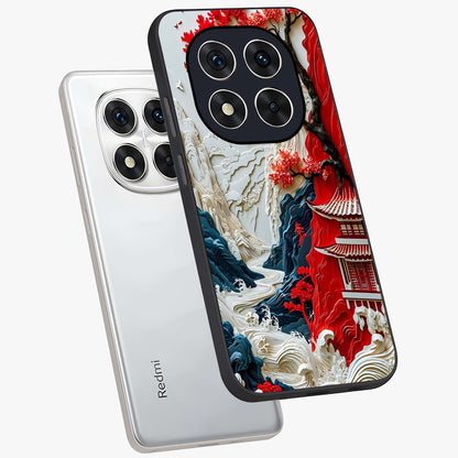 Whispers Of Sakura Waves Glass Case displayed in angled mockup highlighting flowing sakura design with soft floral aesthetic.
